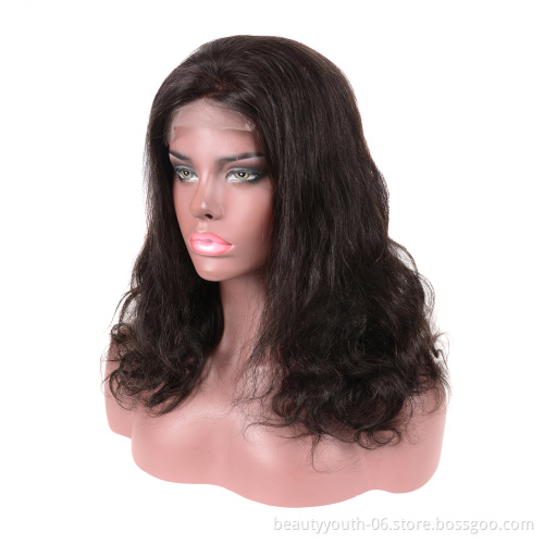 100% virgin human hair braided glueless double drawn Brazilian lace closure wigs